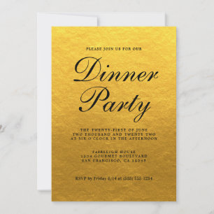 Einfaches Chic Calligraphy Gold Dinner Party Einladung