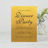 Einfaches Chic Calligraphy Gold Dinner Party Einladung (Stehend Vorderseite)
