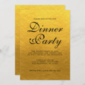 Einfaches Chic Calligraphy Gold Dinner Party Einladung (Vorne/Hinten)