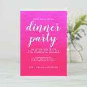 Einfaches Chic Calligraphy Shiny Pink Dinner Party Einladung (Stehend Vorderseite)