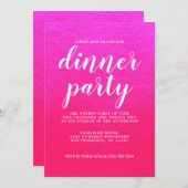 Einfaches Chic Calligraphy Shiny Pink Dinner Party Einladung (Vorne/Hinten)