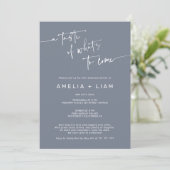 Einfaches, chic dusty blue Hochzeitsessen Probe Einladung (Stehend Vorderseite)