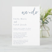 Einfaches Chic Dusty Blue Intimate Courthouse Wedd Einladung (Stehend Vorderseite)