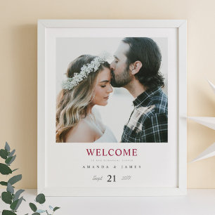 Einfaches Chic Foto Custom Wedding Welcome Poster