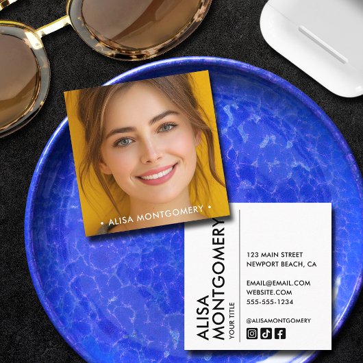 Einfaches Chic Foto Quadratische Visitenkarte