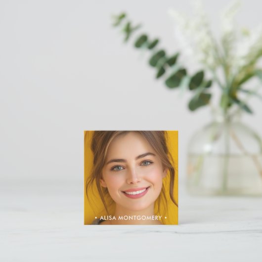 Einfaches Chic Foto Quadratische Visitenkarte (Stehend Vorderseite)