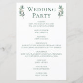 Einfaches Chic Green Botanical Wedding Programm (Rückseite)