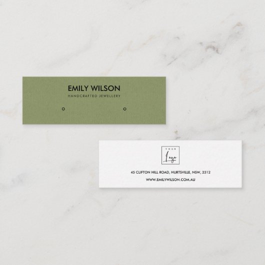 EINFACHES CHIC GRÜNE KRAFT STUDIEREN ANGEBOT LOGO MINI VISITENKARTE (Vorne/Hinten)