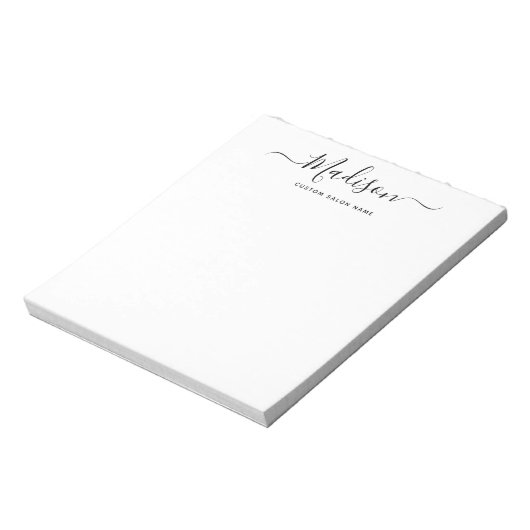 Einfaches Chic Minimalistischer Wirbel Script-Indi Notizblock (Rotiert)