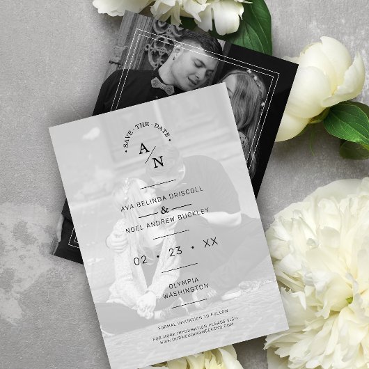 Einfaches Chic Moderne Kalligraphie 2 Fotos Paar Save The Date