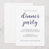 Einfaches Chic Navy Blue Script Party Einladung (Vorne/Hinten)