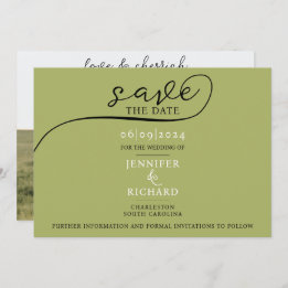 Einfaches Chic Sage Green Rustic Wedding Foto Save The Date