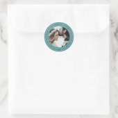 Einfaches Chic Save the Date Wedding Foto Aquamari Runder Aufkleber (Tasche)