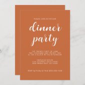 Einfaches Chic Script Burnt Orange Dinner Party Einladung (Vorne/Hinten)