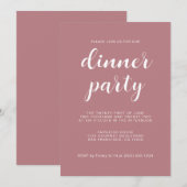 Einfaches Chic Script Dusty Rose Dinner Party Einladung (Vorne/Hinten)