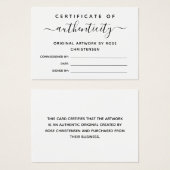Einfaches Chic Script-Echtheitszertifikat (Vorne & Hinten)