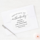 Einfaches Chic Script-Echtheitszertifikat Quadratischer Aufkleber (Umschlag)