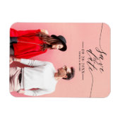 Einfaches Chic-Script Hochzeit Rettet das Datum Fo Magnet (Horizontal)