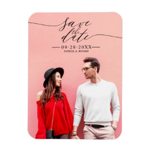 Einfaches Chic-Script Hochzeit Rettet das Datum Fo Magnet