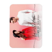 Einfaches Chic-Script Hochzeit Termin Foto Magnet (Vertikal)