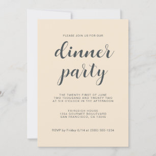 Einfaches Chic Script Ivory Dinner Party Einladung
