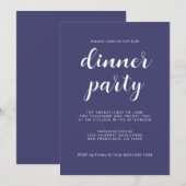 Einfaches Chic Script Navy Blue Dinner Party Einladung (Vorne/Hinten)