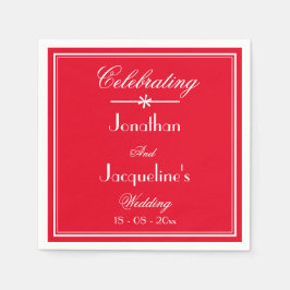 Einfaches Chic Script Romantisches Rotes Hochzeits Serviette