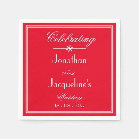 Einfaches Chic Script Romantisches Rotes Hochzeits Serviette (Vorderseite)