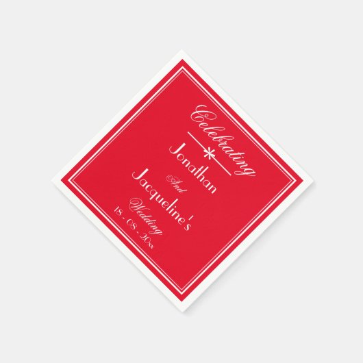 Einfaches Chic Script Romantisches Rotes Hochzeits Serviette (Ecke)