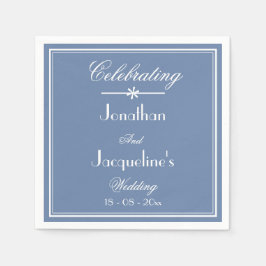 Einfaches Chic Script rustic Dusty Blue Wedding Pa Serviette