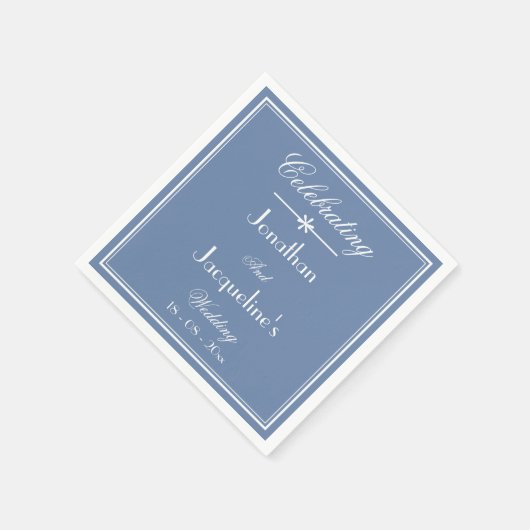 Einfaches Chic Script rustic Dusty Blue Wedding Pa Serviette (Ecke)