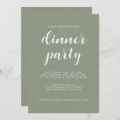 Einfaches Chic Script Sage Green Dinner Party Einladung (Vorne/Hinten)
