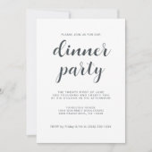 Einfaches Chic Script White Dinner Party Einladung (Vorderseite)