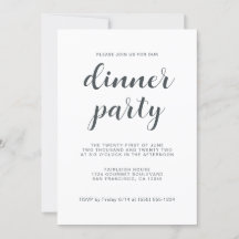 Einfaches Chic Script White Dinner Party
