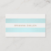 Einfaches Chic Striped Türkis Blau Elegant Visitenkarte (Vorderseite)