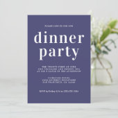 Einfaches Chic Typografy Navy Blue Dinner Party Einladung (Stehend Vorderseite)