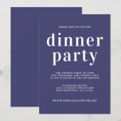 Einfaches Chic Typografy Navy Blue Dinner Party Einladung (Vorne/Hinten)