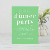 Einfaches Chic Typografy Summer Green Dinner Party Einladung (Stehend Vorderseite)