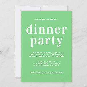 Einfaches Chic Typografy Summer Green Dinner Party Einladung