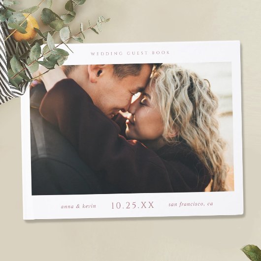 Einfaches Chic Wedding Gästebuch mit Foto