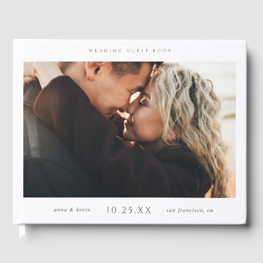 Einfaches Chic Wedding Gästebuch mit Foto (Vorderseite)