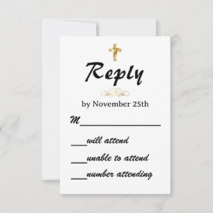 Einfaches Christliches Hochzeitkreuz RSVP Karte