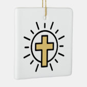 Einfaches Christliches Kreuz Keramikornament (Rechts)