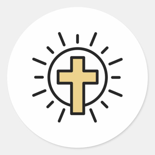 Einfaches Christliches Kreuz Runder Aufkleber (Vorderseite)