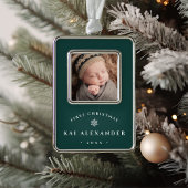 Einfaches Classic Baby's First Christmas Foto Rahmen-Ornament Silber
