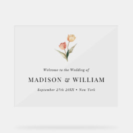 Einfaches Classic Elegantes Tulip Hochzeit Begrüßu Acrylschild