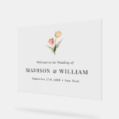 Einfaches Classic Elegantes Tulip Hochzeit Begrüßu Acrylschild (Winkel)