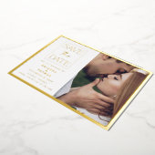 Einfaches Classic Foto Wedding Gold Save the Date Folieneinladung (Gedreht)