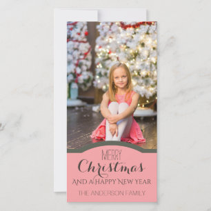Einfaches Clean Pink Weihnachts-Foto Feiertagskarte