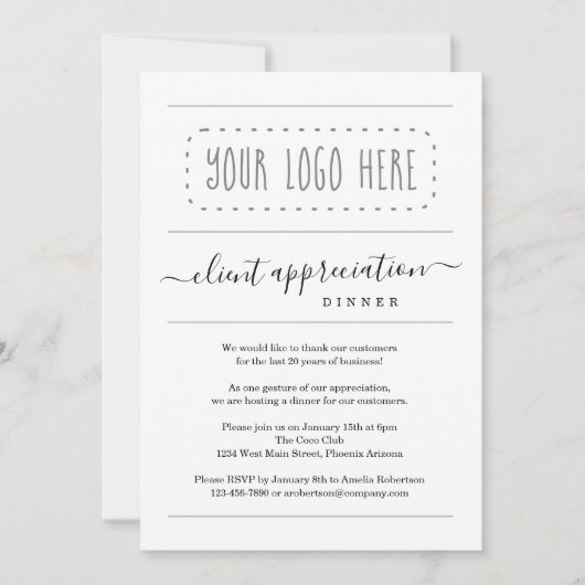 Einfaches Client-Appreciating-Dinner - Logo hinzuf Einladung (Vorderseite)